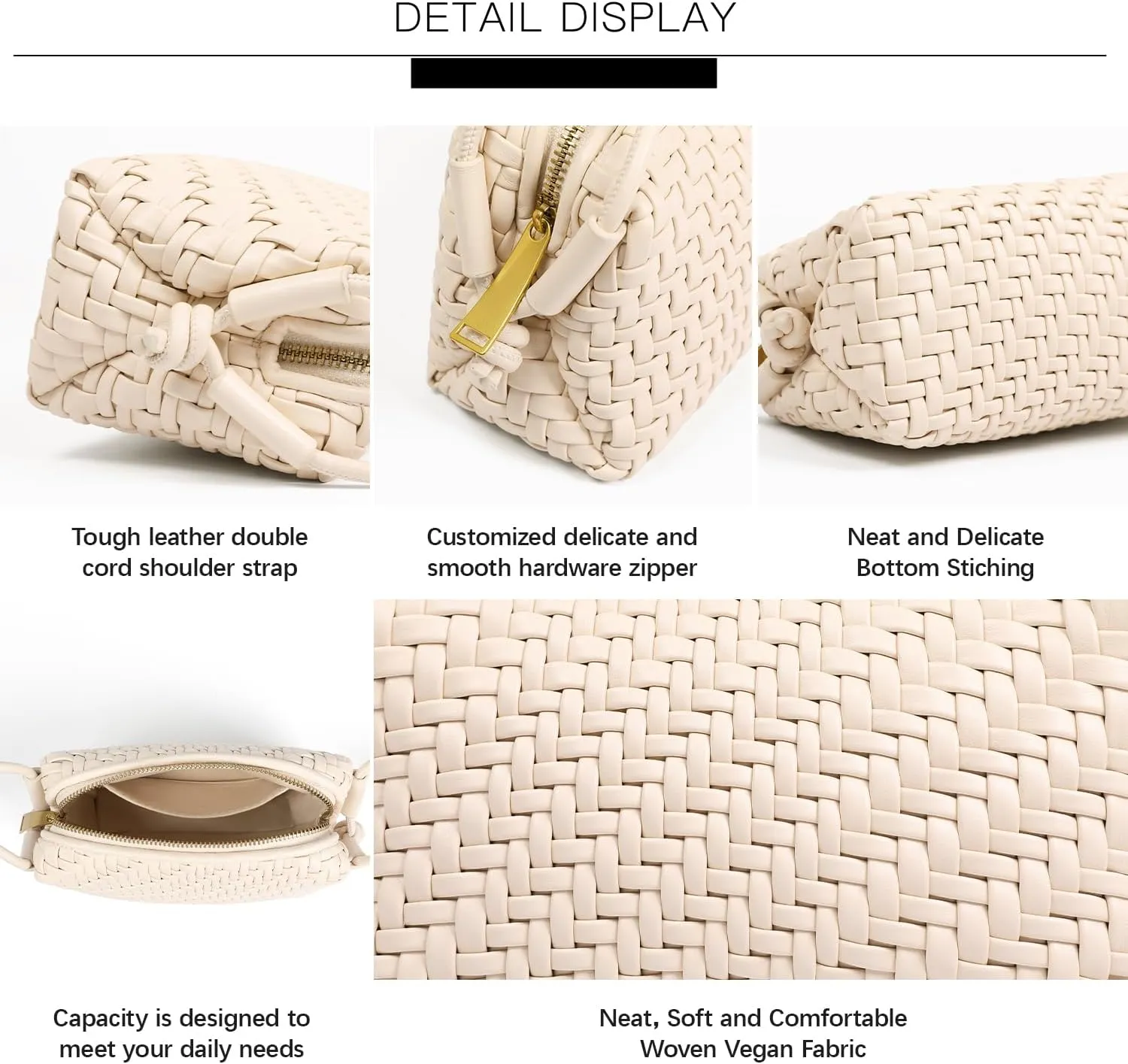 Handwoven Crossbody Bag for Women, Shoulder Purse with Adjustable Strap Lightweight Summer Festival Bag Gift