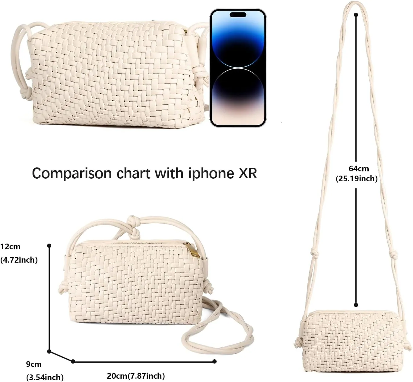 Handwoven Crossbody Bag for Women, Shoulder Purse with Adjustable Strap Lightweight Summer Festival Bag Gift