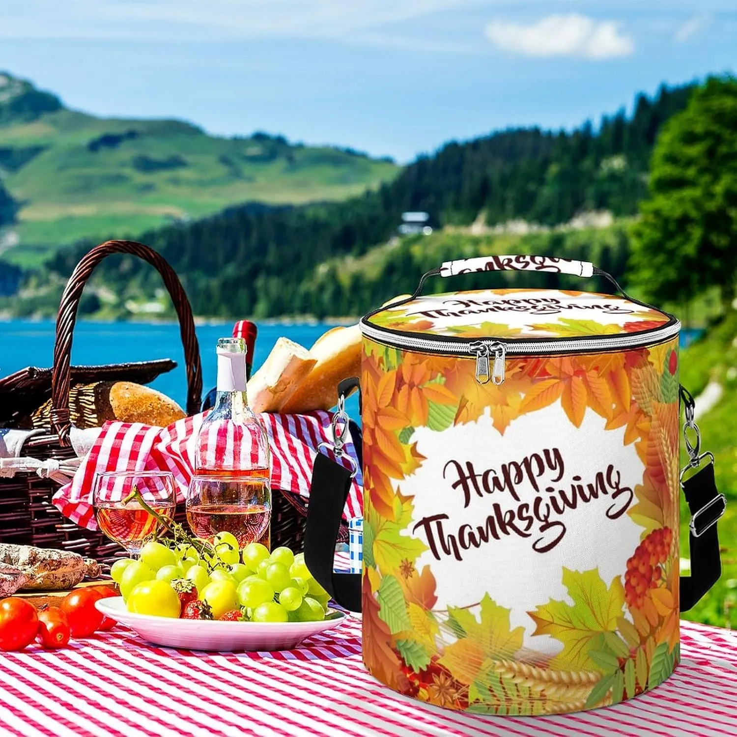 Happy Thanksgiving Foliage The Cylindrical Camping Ice Pack is Reusable Leak Proof Waterproof and Insulated