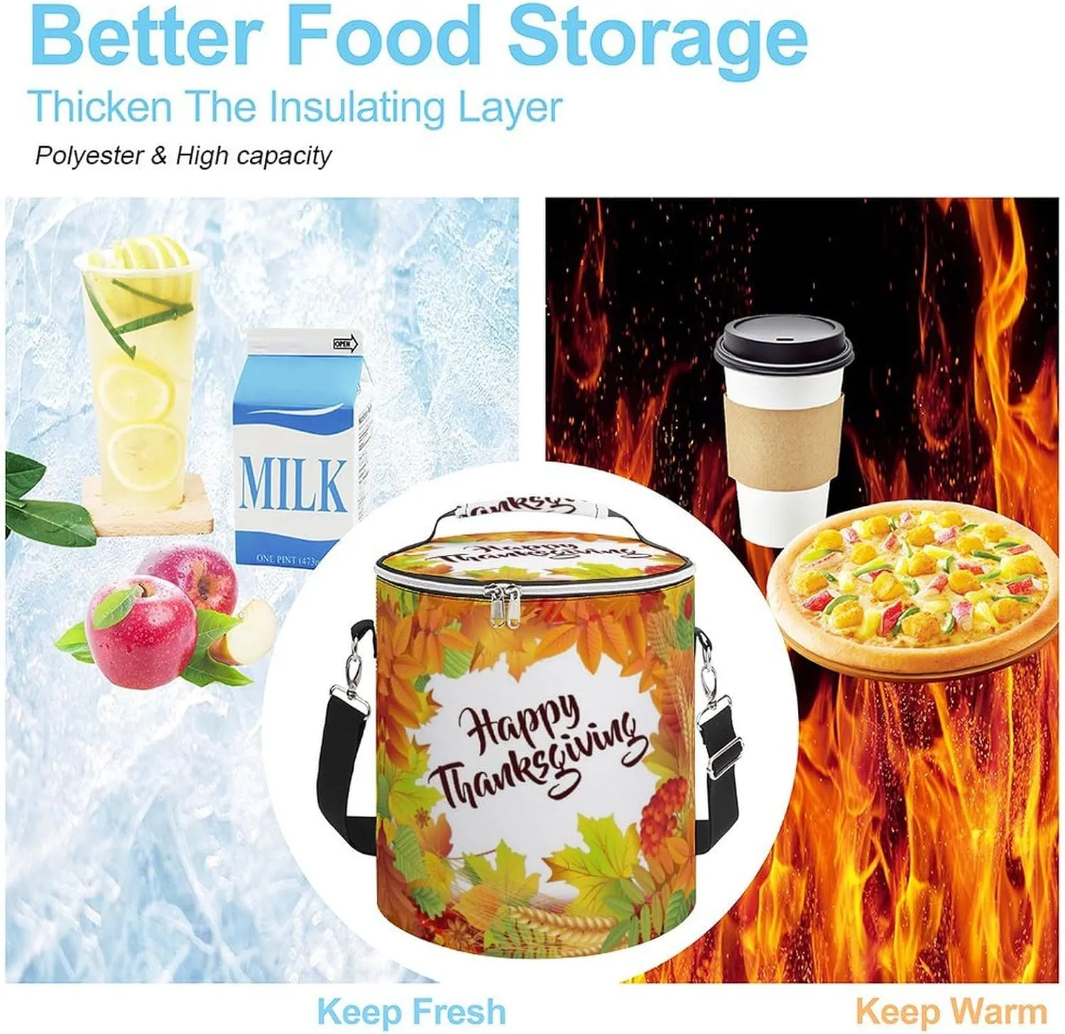 Happy Thanksgiving Foliage The Cylindrical Camping Ice Pack is Reusable Leak Proof Waterproof and Insulated