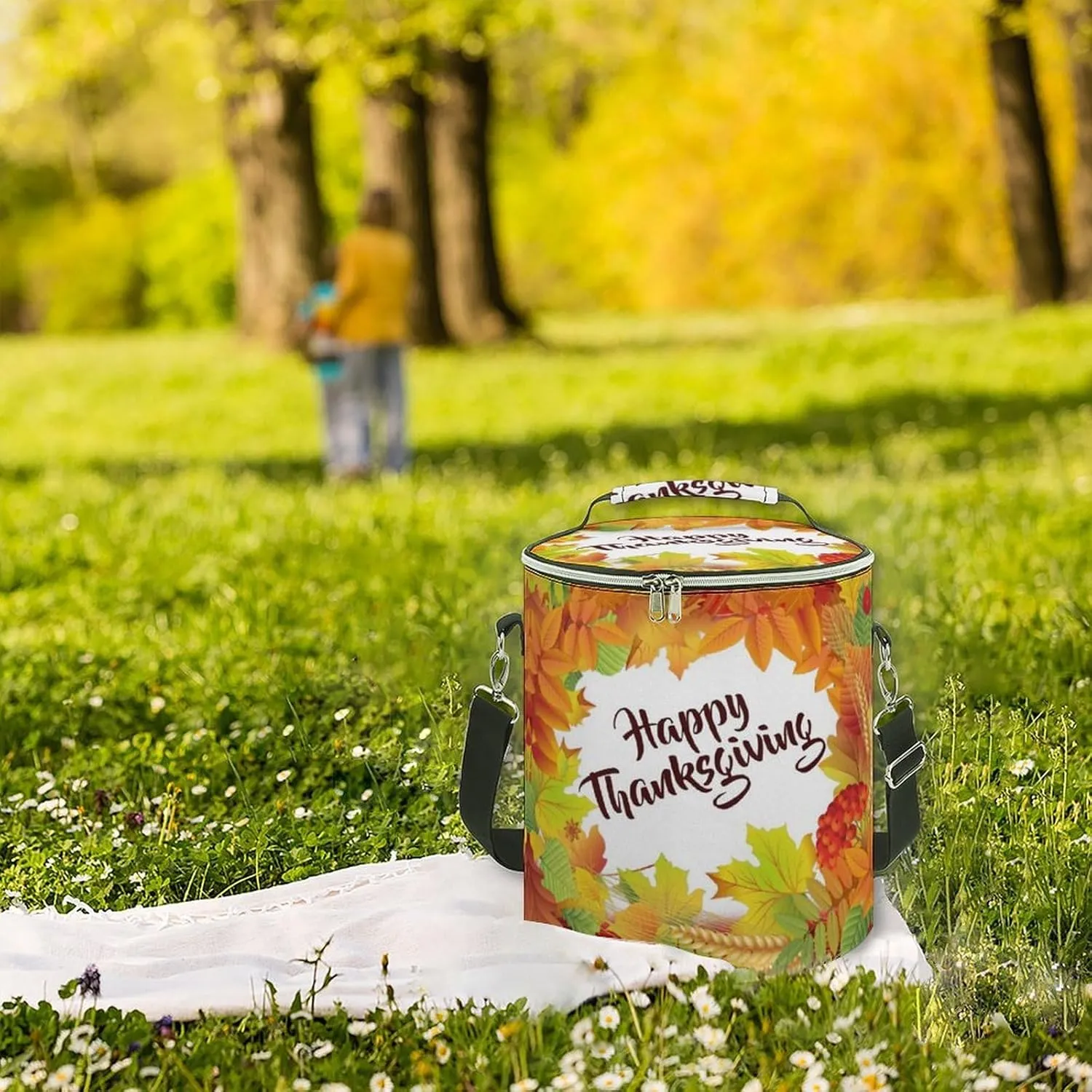 Happy Thanksgiving Foliage The Cylindrical Camping Ice Pack is Reusable Leak Proof Waterproof and Insulated