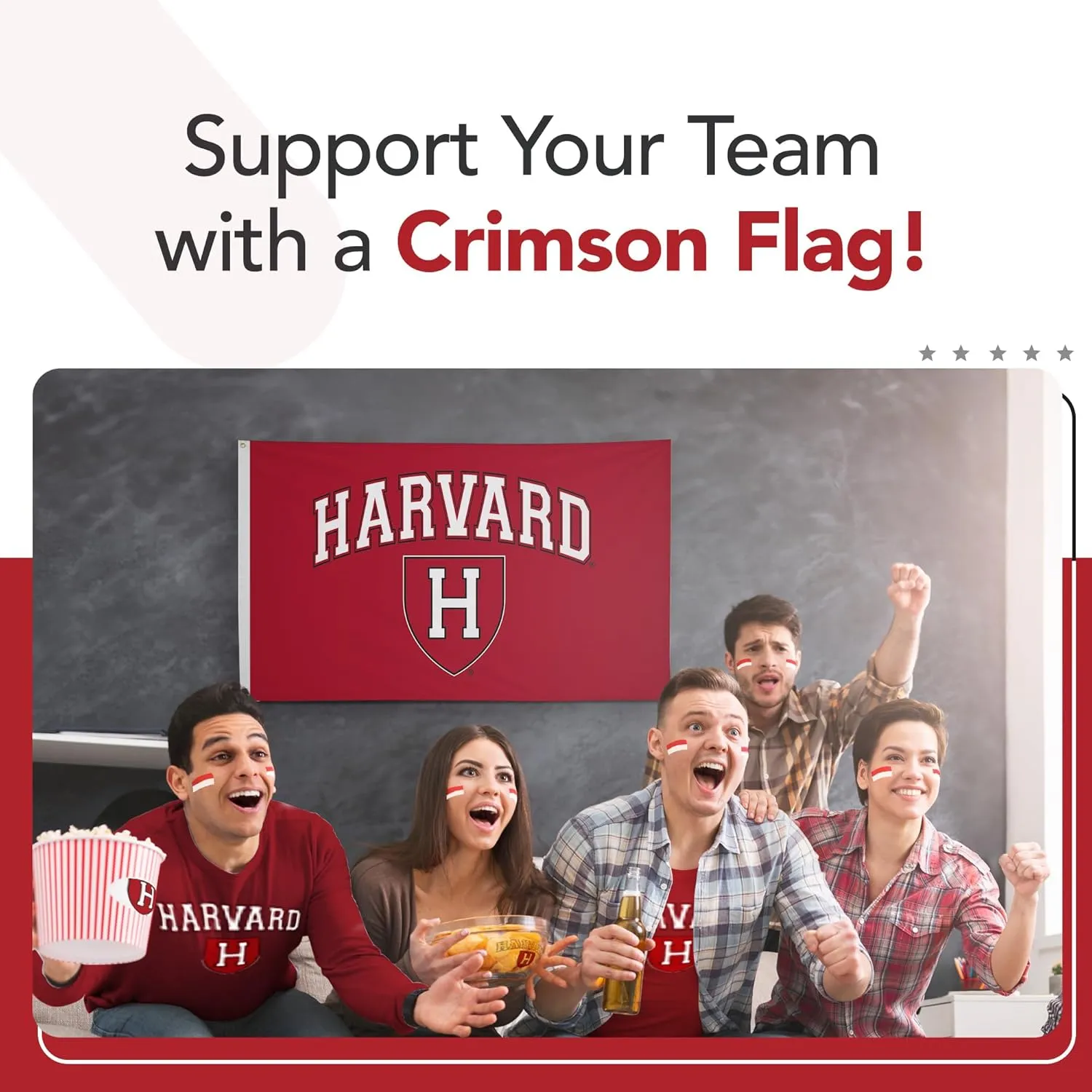 Harvard Crimson 3' x 5' College Sports Printed Flag - NCAA Licensed - Nylon - School Banner (Red, White)