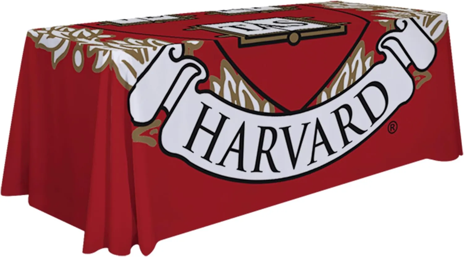 Harvard Crimson 6' College Sports Printed Table Throw - NCAA Licensed - Polyester Draped - School Tablecloth (Red, White)