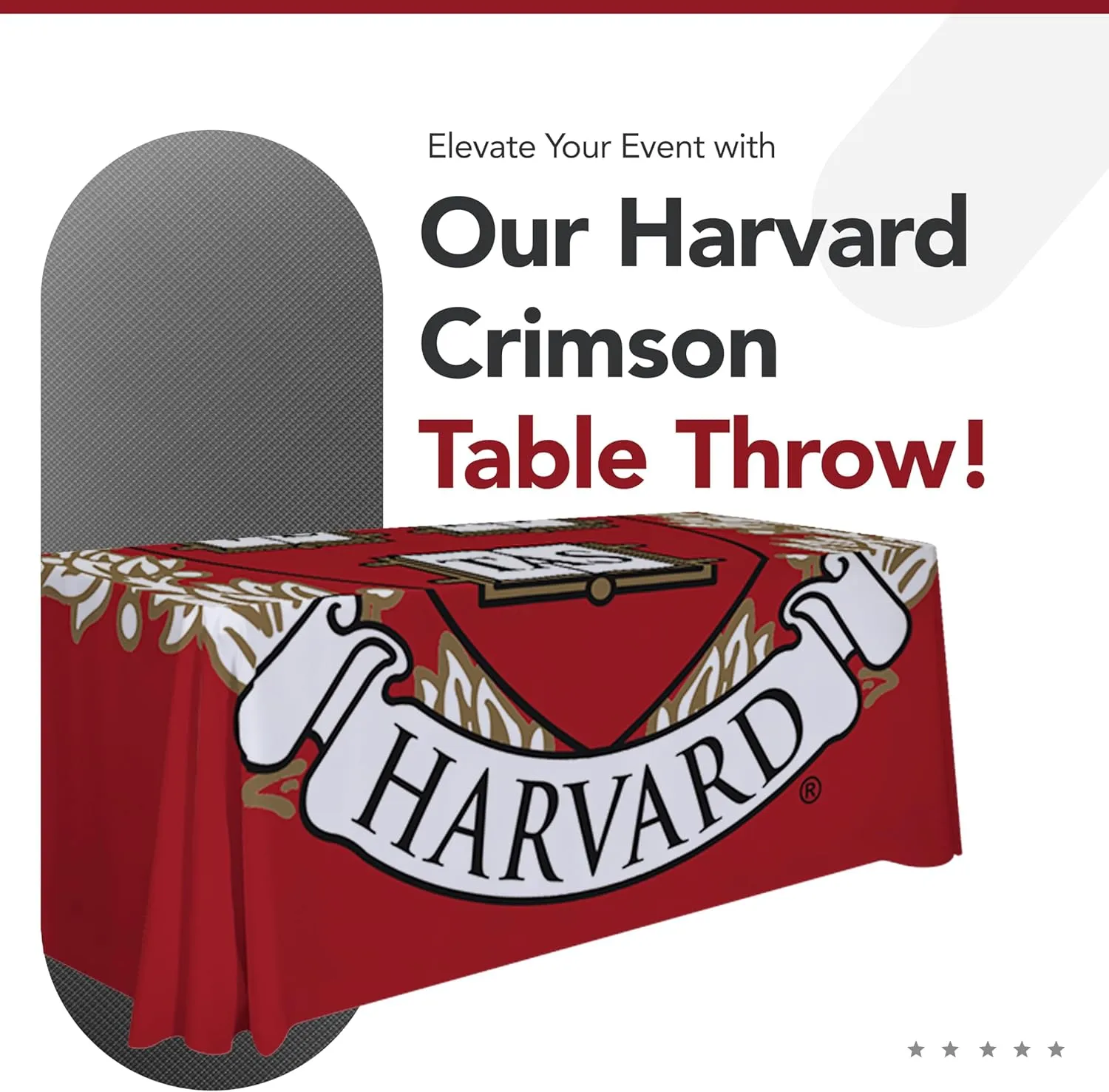 Harvard Crimson 6' College Sports Printed Table Throw - NCAA Licensed - Polyester Draped - School Tablecloth (Red, White)