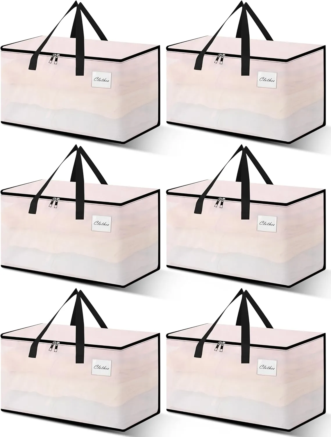 Heavy Duty Moving Bags - Extra Large Packing Bags and Storage Totes, Collapsible and Foldable Option for Moving and Storage, Clear, 93 L - 6 Pack
