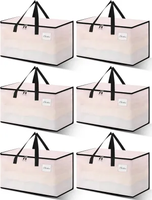 Heavy Duty Moving Bags - Extra Large Packing Bags and Storage Totes, Collapsible and Foldable Option for Moving and Storage, Clear, 93 L - 6 Pack
