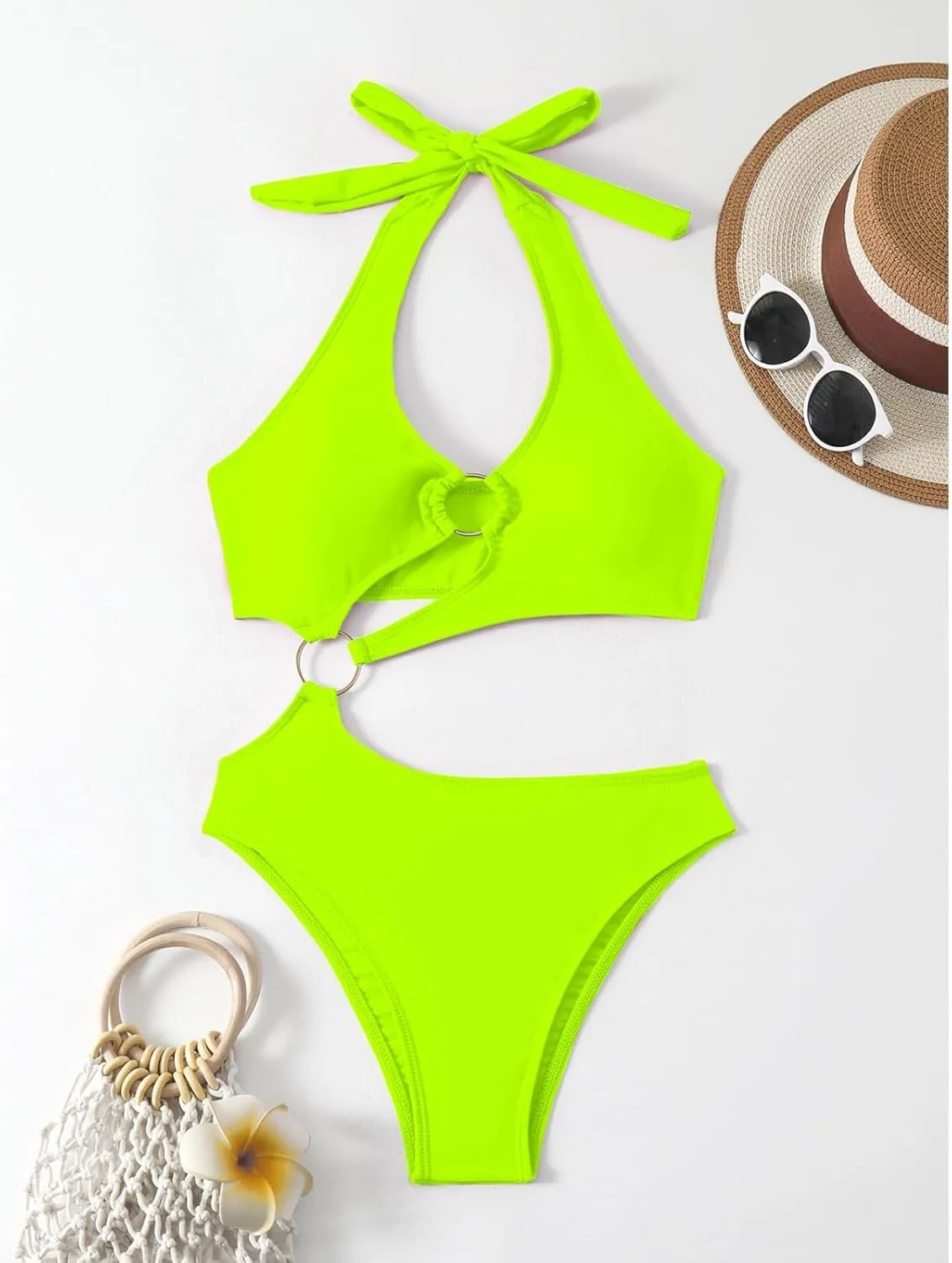 High Waist Nice Sleeveless Outfits Women Festival Birthday Sheath Comfortable Tankini Ladies Deep Neck Coloured