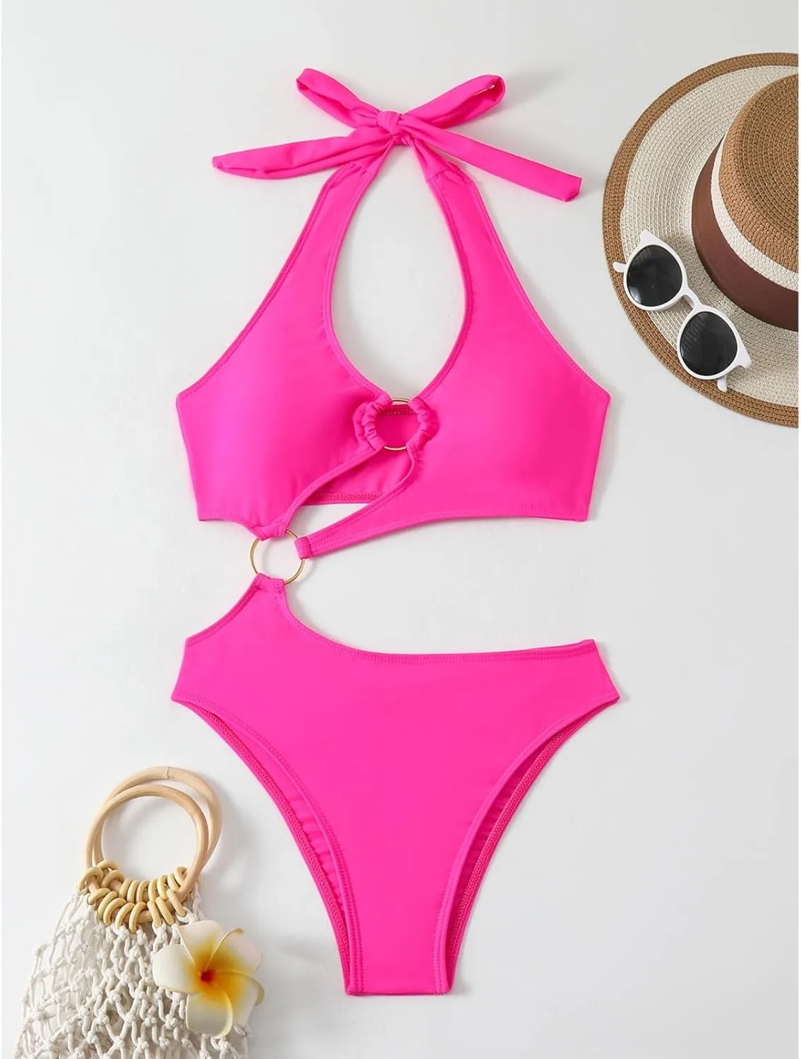 High Waist Nice Sleeveless Outfits Women Festival Birthday Sheath Comfortable Tankini Ladies Deep Neck Coloured