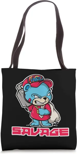 Hip Hop Teddy Bear Rap Boombox Urban Streetwear Graffiti Tote Bag