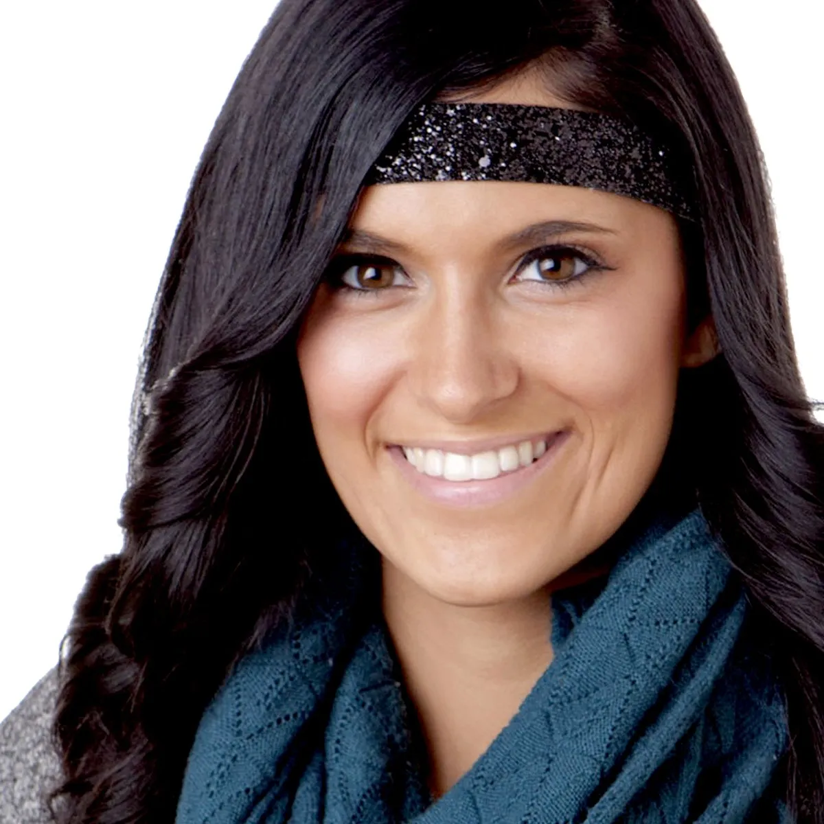 Hipsy Adjustable No Slip Wide Bling Glitter Headband 3-packs for Women Girls & Teens (Black 3-Pack)