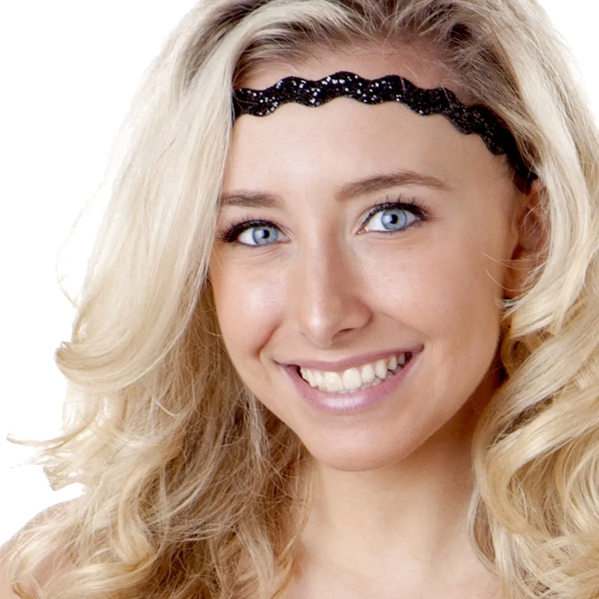 Hipsy REGULAR Size, Adjustable No Slip Sparkly Bling Mixed 3pk Headbands for Women Girls & Teens (Bling Glitter Mixed Black)