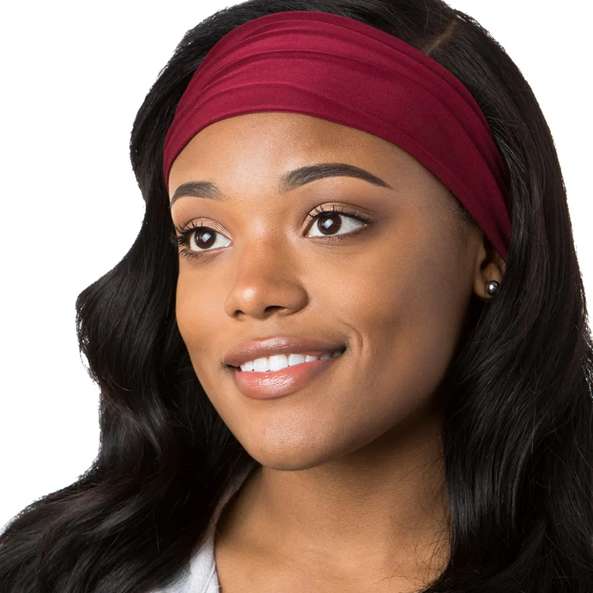 Hipsy Xflex & Fashion Printed No Slip Headband Mixed 2-packs for Women Girls Teens (Burgundy Xflex & Brown Dotted Circles)