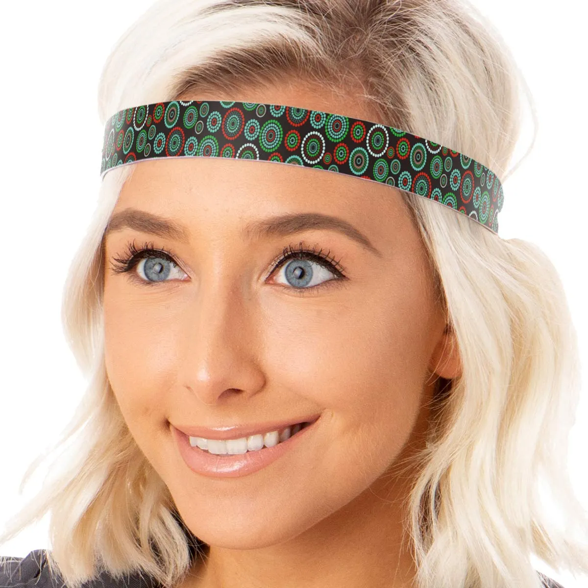 Hipsy Xflex & Fashion Printed No Slip Headband Mixed 2-packs for Women Girls Teens (Burgundy Xflex & Brown Dotted Circles)