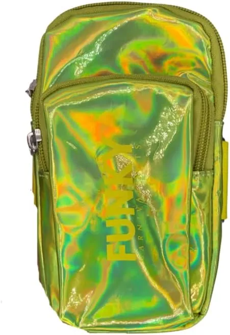 Holographic Arm Bag |Festival Bag Outdoor Waist Pouch | Carnival Hiking Pack with Adjustable Straps (Neon)