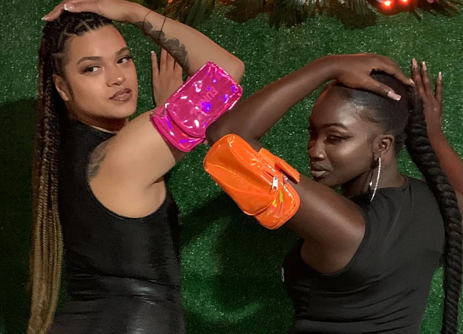 Holographic Arm Bag |Festival Bag Outdoor Waist Pouch | Carnival Hiking Pack with Adjustable Straps (Neon)