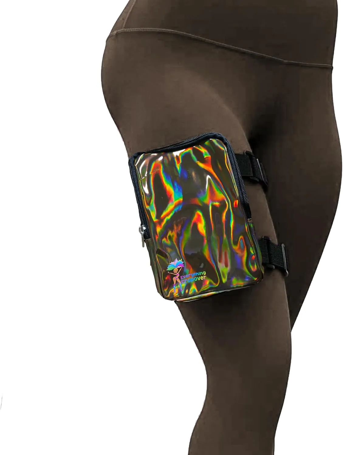 Holographic Thigh Bag | Leg Harness for Women | Outdoor Leg Pouch | Carnival Hiking Travel Fanny Pack with Adjustable Straps | Brown