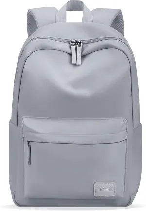 HOMIEE Lightweight Casual Laptop Backpack Fits 15.6 Inch Computer, Water-Resistant Small Daypack Unisex Bookbag for College Work Travel, Grey