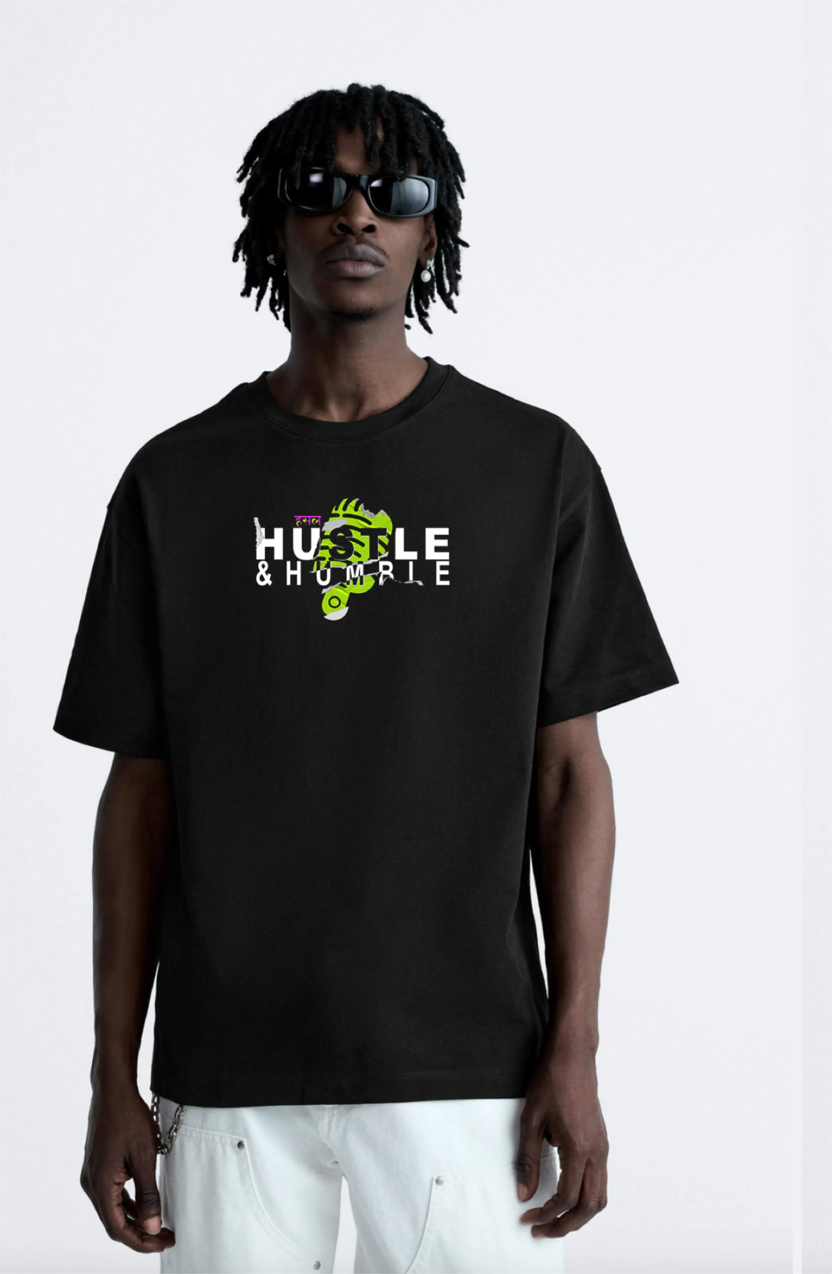Hustle Peace Out 100% Cotton Oversized Tshirt