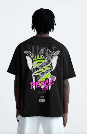 Hustle Peace Out 100% Cotton Oversized Tshirt