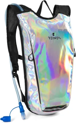 Hydration Backpack Pack with 2L Water Bladder Rave Essentials Lightweight Bag for Hiking, Running Vest, Music Festival for Men Women (Flash)