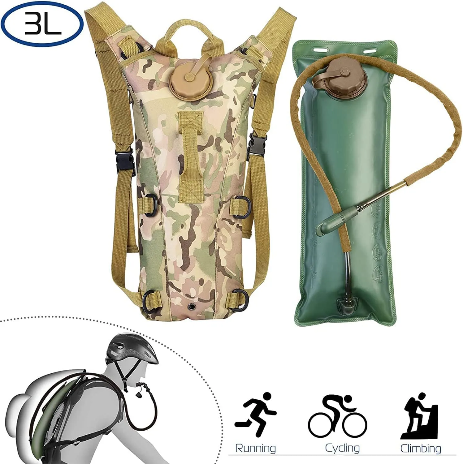 Hydration Backpack,Hydration Pack,Water Bladder for Hiking Backpack,Water Backpack for Hiking,3L Water Bladder Adjustable Water Drink Backpack for Hiking Cycling Climbing Running (1)