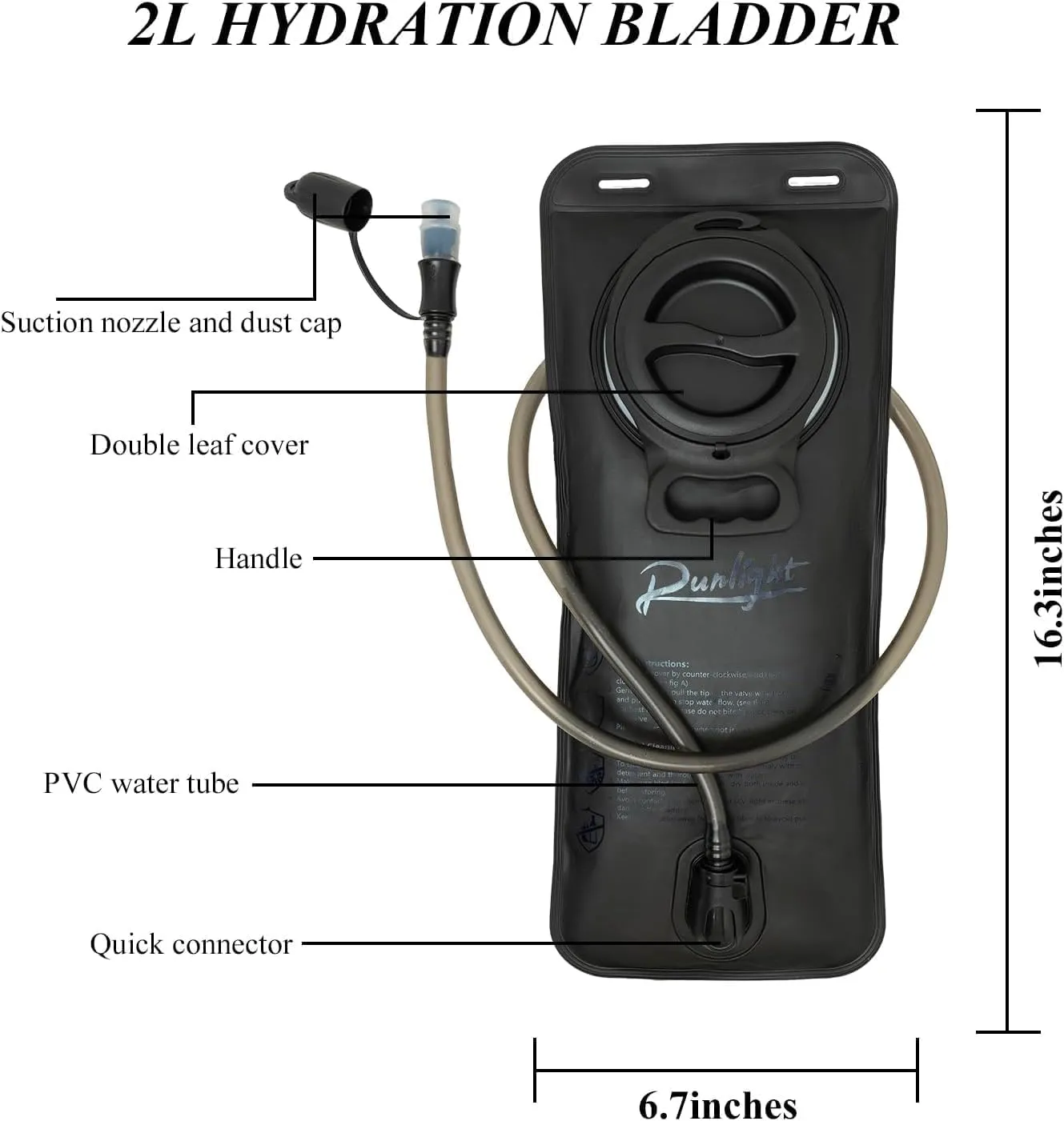 Hydration Bladder,1.5L-2L Water Bladder for Hiking Backpack Leak-Proof Water Reservoir BPA Free Hydration Bag for Biking Running Camping 1.5-2 Liter