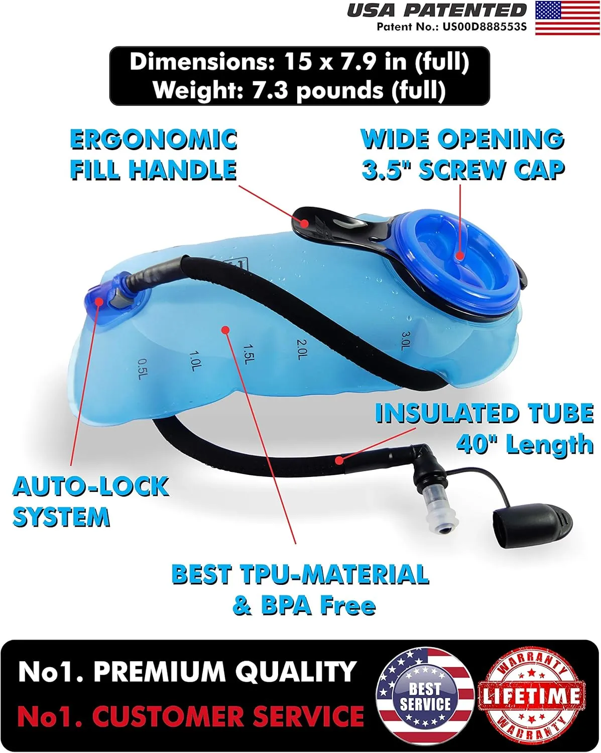 Hydration Pack with 2L or 3L Water Bladder & Cooler Bag > Keeps Drink Cool & Protects Bladders > Camelback Reservoir for Hydration Backpack, Tasteless & BPA Free, Quick Release Tube & Shutoff Valve
