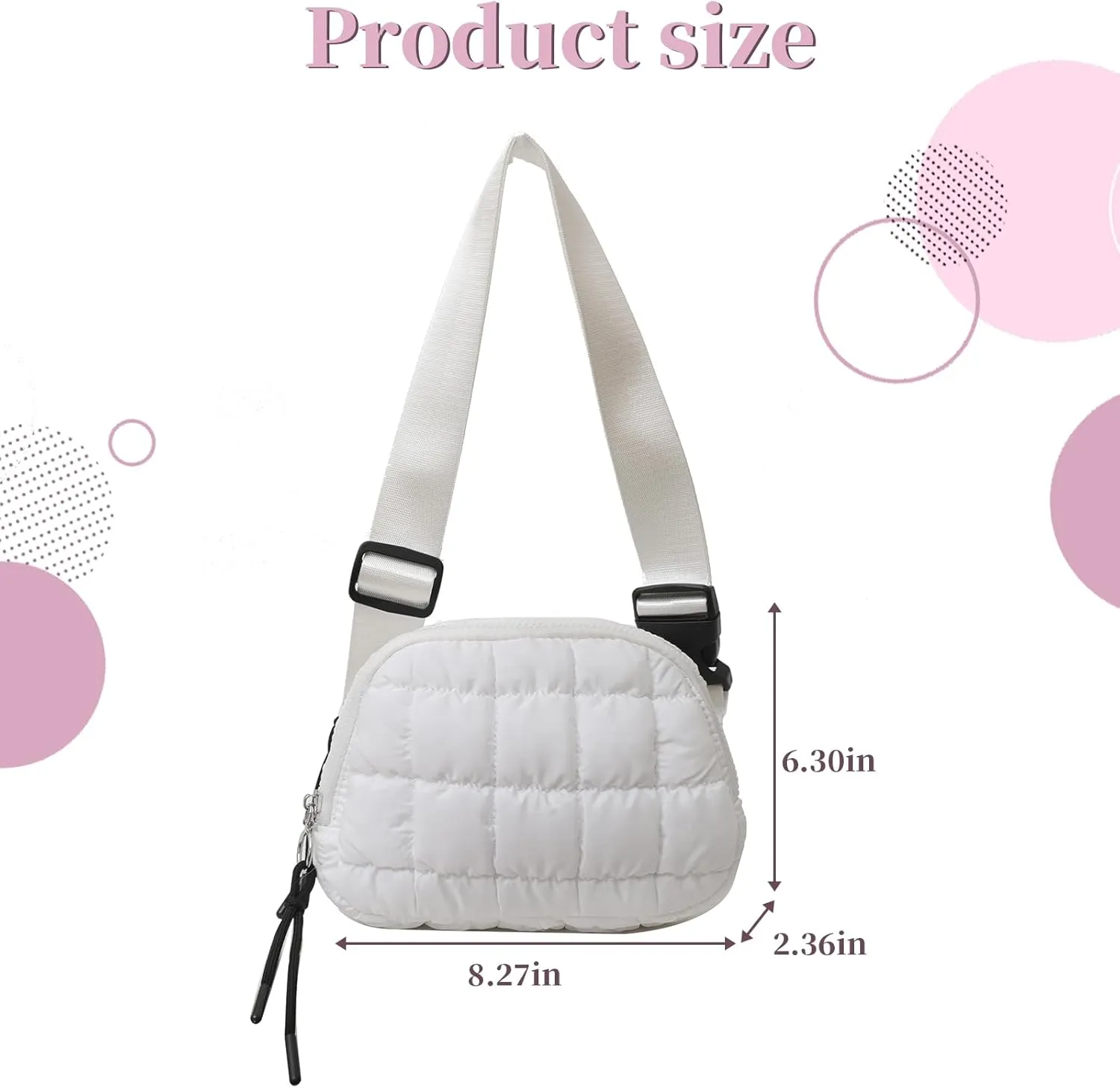 I IHAYNER Quilted Puffer Belt Bag Fanny Waist Packs Small Crossbody Bag with Adjustable Strap for Traveling Hiking Light Grey
