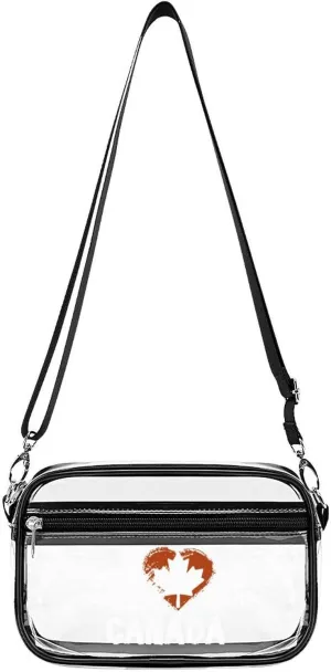I Love Canada, Canada Day Fashion Clear Crossbody Bags Stadium Approved Shoulder Purse for Concerts Sports Events Festival