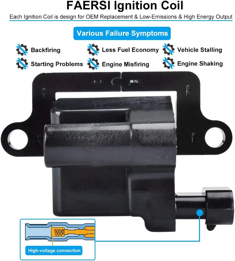 Ignition Coil Pack Compatible with Chevy Silverado, Avalanche, Suburban, GMC & Cadillac Vehicles, Scalade, Avalanche, Silverado, Express 3500, Tahoe, Sierra, Savana, Replace for UF271, 5C1083, D581