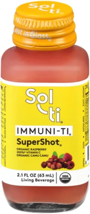IMMUNI-TI SuperShot Drink, Vitamin C to Boost Immunity, SuperFood by Sol-ti, Cold-Pressed Organic Fruits and Ginger Juice Blend, 12 Pack (2.1 Fl oz)