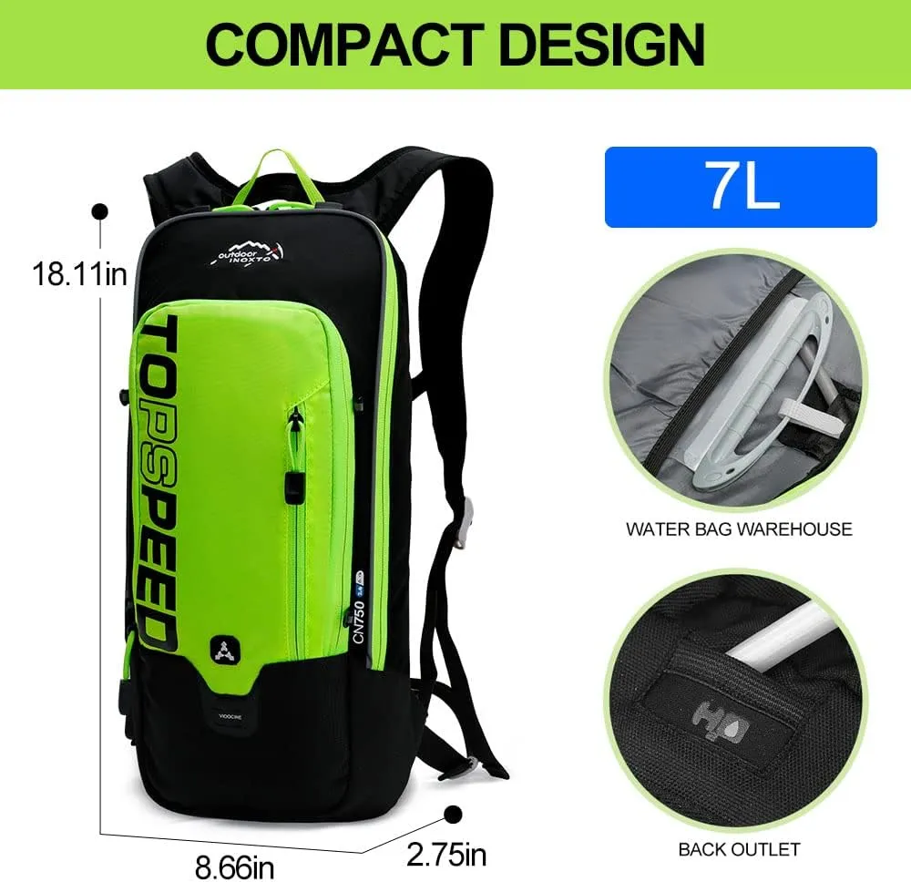 INOXTO Hydration Pack Backpack， Hydration Pack Lightweight Water Backpack with 2L Water Bladder Bag Daypack for Hiking Running Cycling Camping Hunting for Women Men