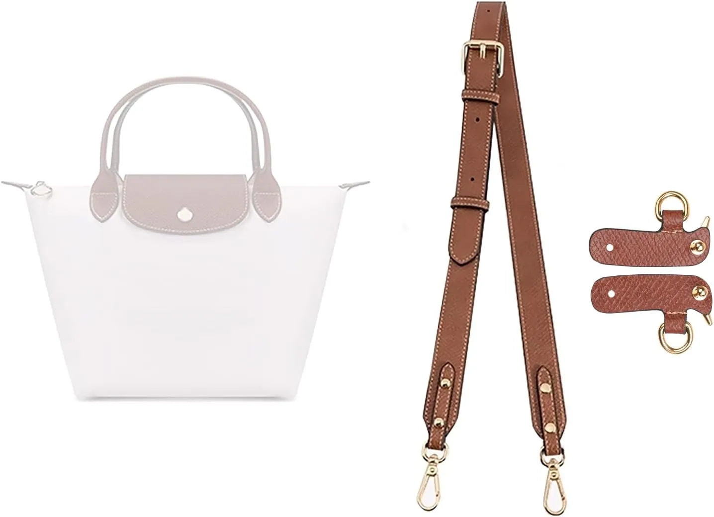 jiesinlov Cowhide Bags Straps Replacement Adjustable Crossbody Shoulder Strap for Longchamp Le Pliage Small