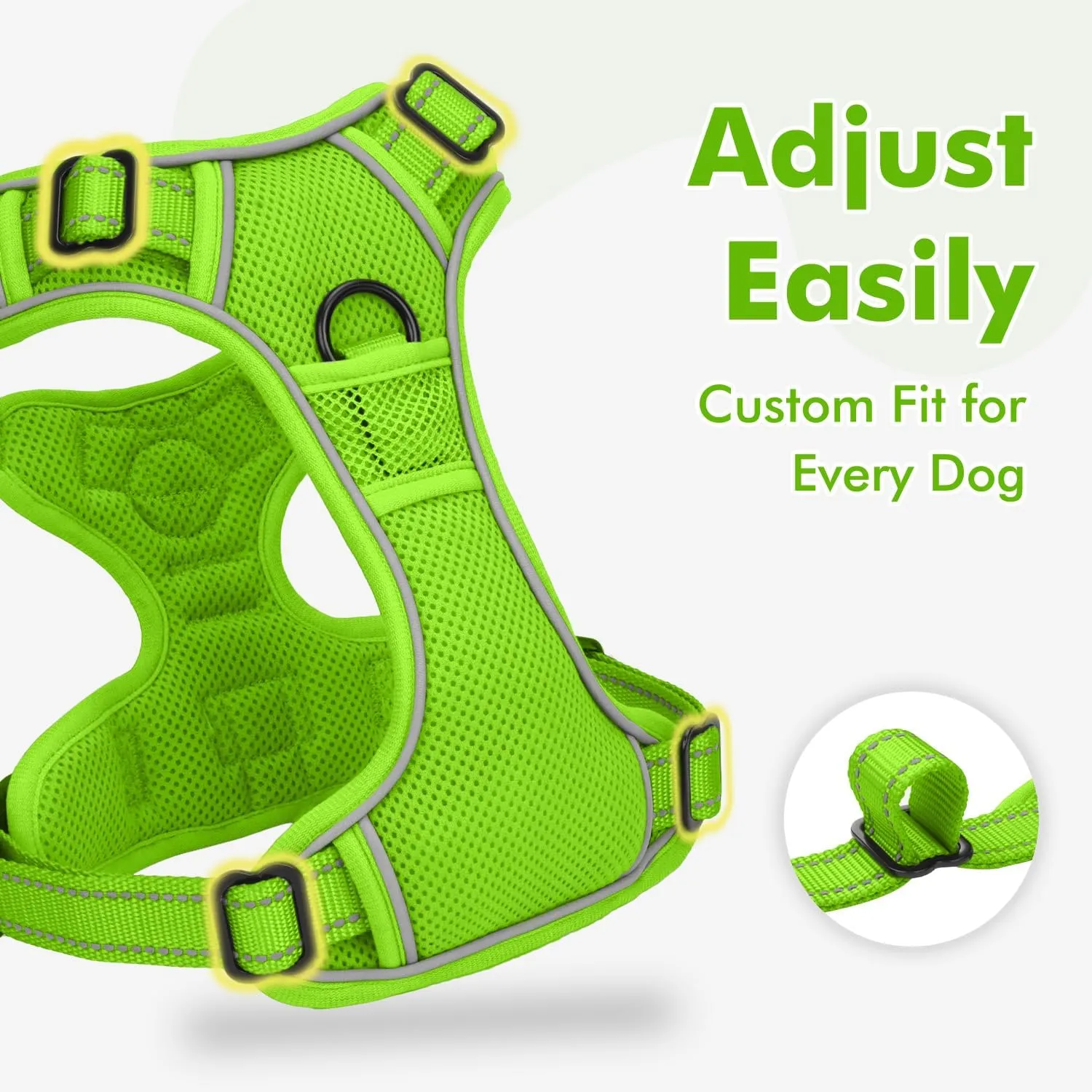 Joytale Step-in No Pull Dog Harness for Small Dogs with 2 Leash Clips, Reflective Pet Vest with Easy Control Handle, Adjustable Soft Padded Harness for Walking and Training, Green,S