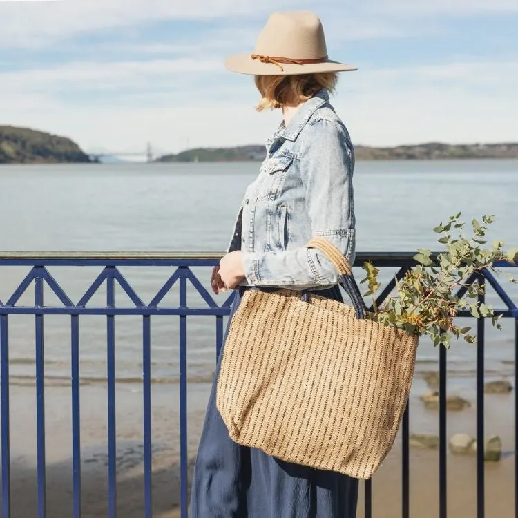 Jute Shopper - Indigo Stripes