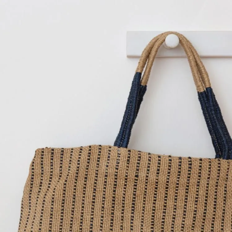 Jute Shopper - Indigo Stripes