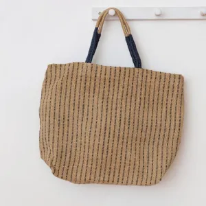 Jute Shopper - Indigo Stripes