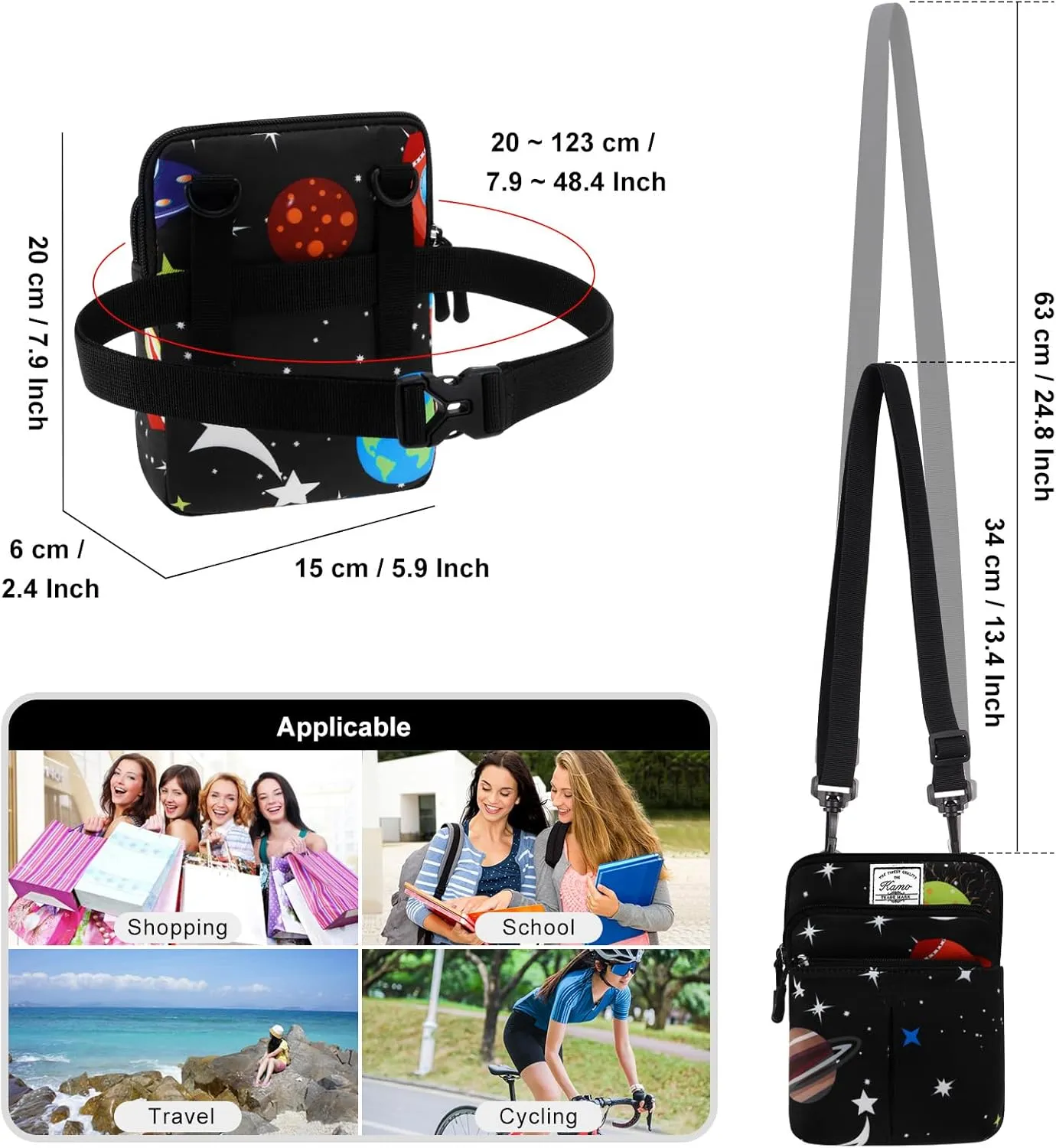 KAMO Multifunction Phone Waist Bag - Diagonal Cross Body Bag for Women & Men