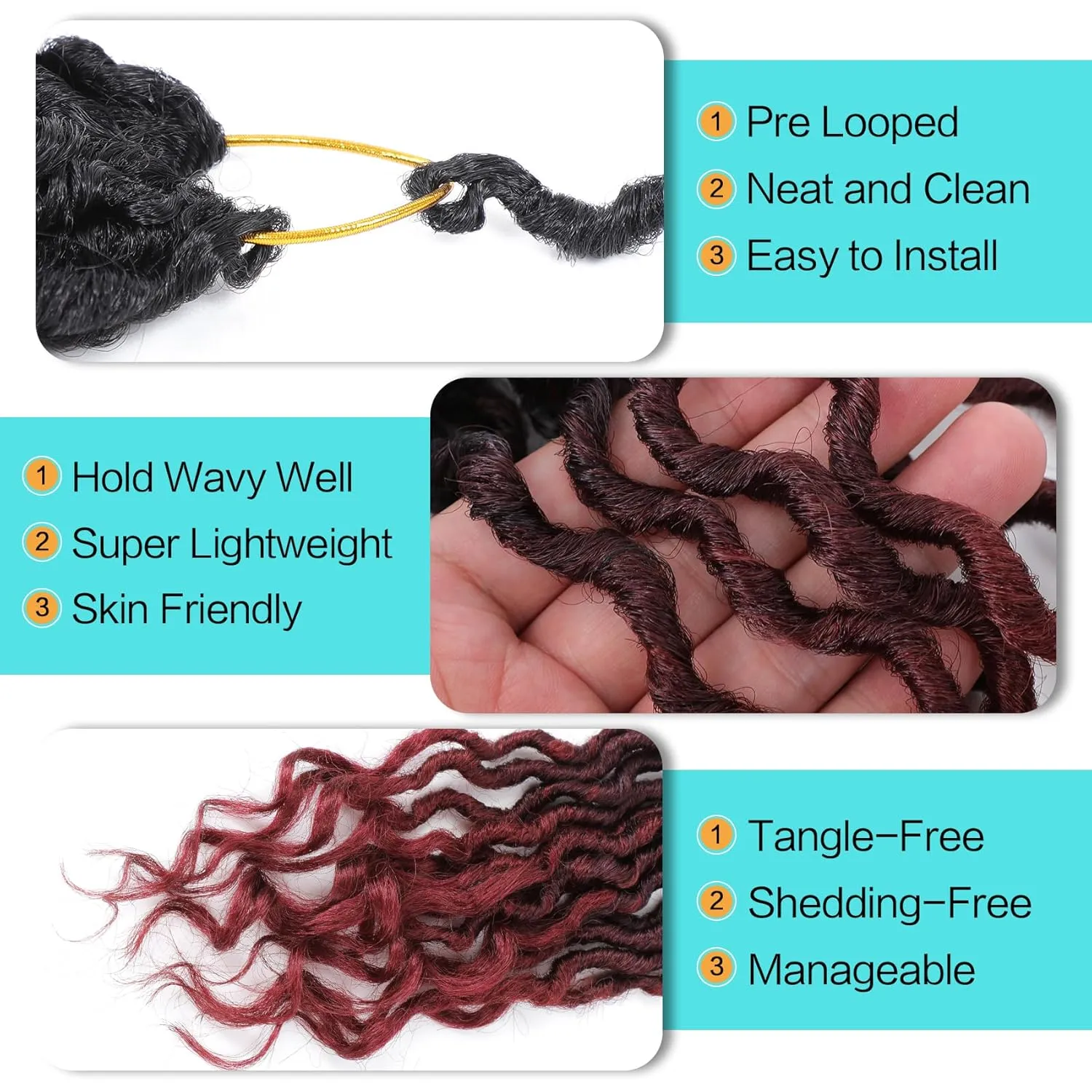 Karida Goddess Locs Crochet Hair 12 Inch, 8 Packs Faux Locs Crochet Hair For Black Women, Pre Looped Crochet Hair Goddess Locs With Curly Ends (12 Inch (Pack of 8), 1B/99j/530#)
