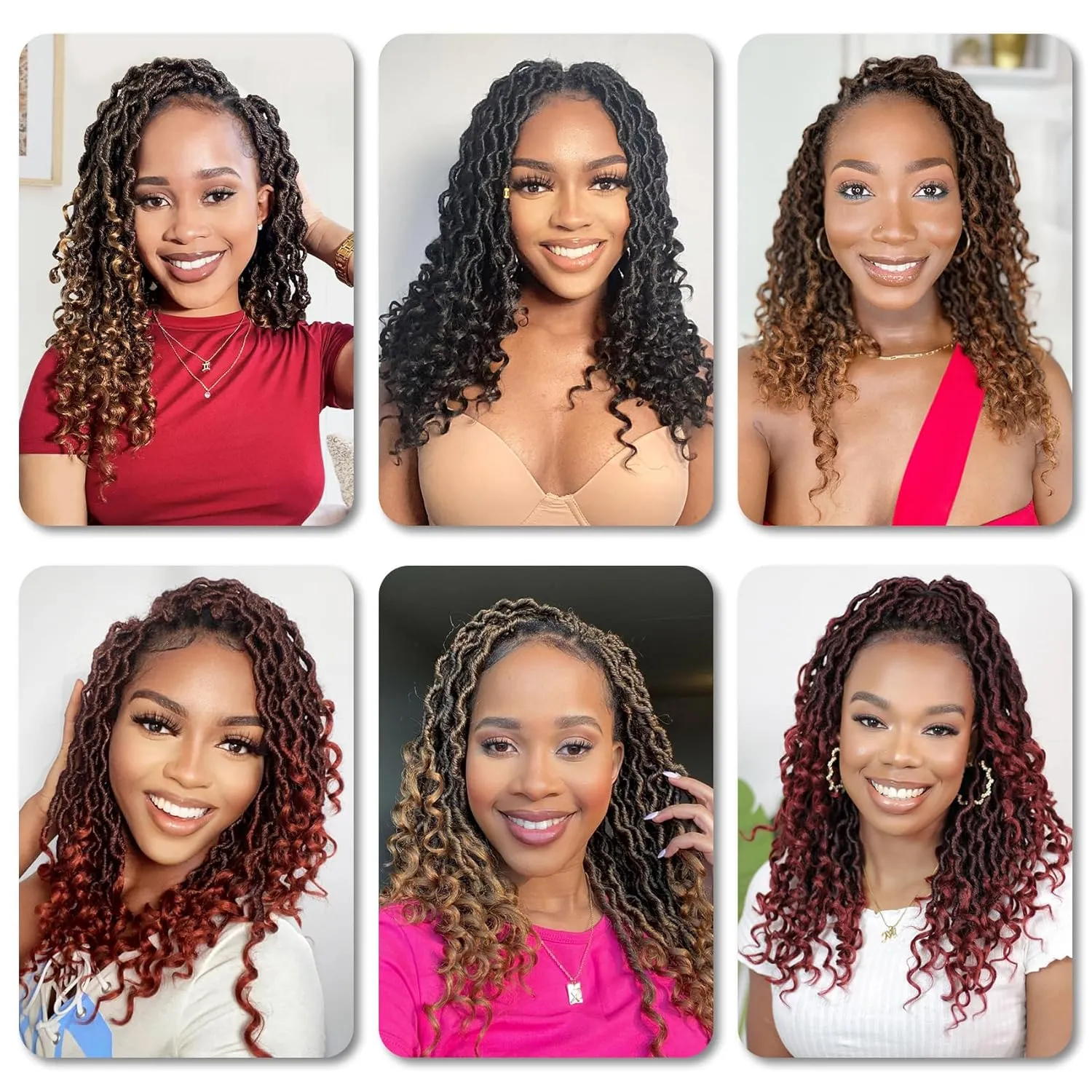 Karida Goddess Locs Crochet Hair 12 Inch, 8 Packs Faux Locs Crochet Hair For Black Women, Pre Looped Crochet Hair Goddess Locs With Curly Ends (12 Inch (Pack of 8), 1B/99j/530#)