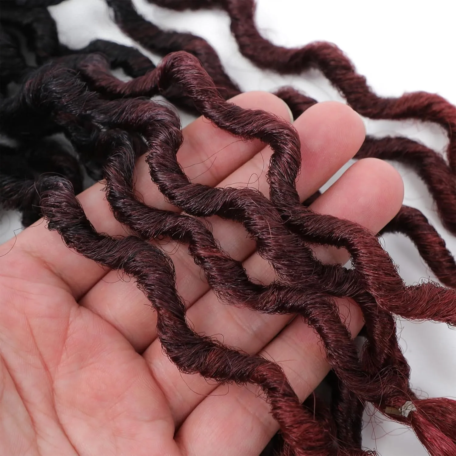 Karida Goddess Locs Crochet Hair 12 Inch, 8 Packs Faux Locs Crochet Hair For Black Women, Pre Looped Crochet Hair Goddess Locs With Curly Ends (12 Inch (Pack of 8), 1B/99j/530#)
