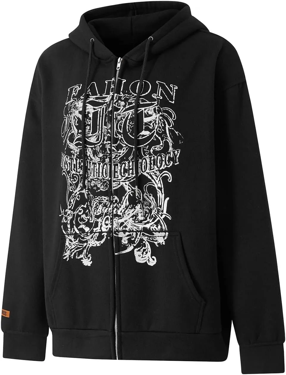 Karwuiio Women Men Zip Up Hoodie Y2k Vintage Graphic Oversized Sweatshirt Jacket Pullover Coats Gothic Streetwear