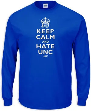 Keep Calm and Hate UNC T-Shirt for Duke College Fans (SM-5XL)