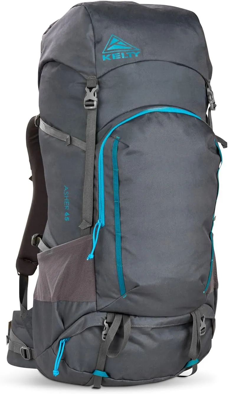 Kelty Asher Day Hiking Pack, 18-85 Liter Capacity, Hiking, Backpacking, Travel Pack, Internal Frame 2023 Model (65L Beluga)