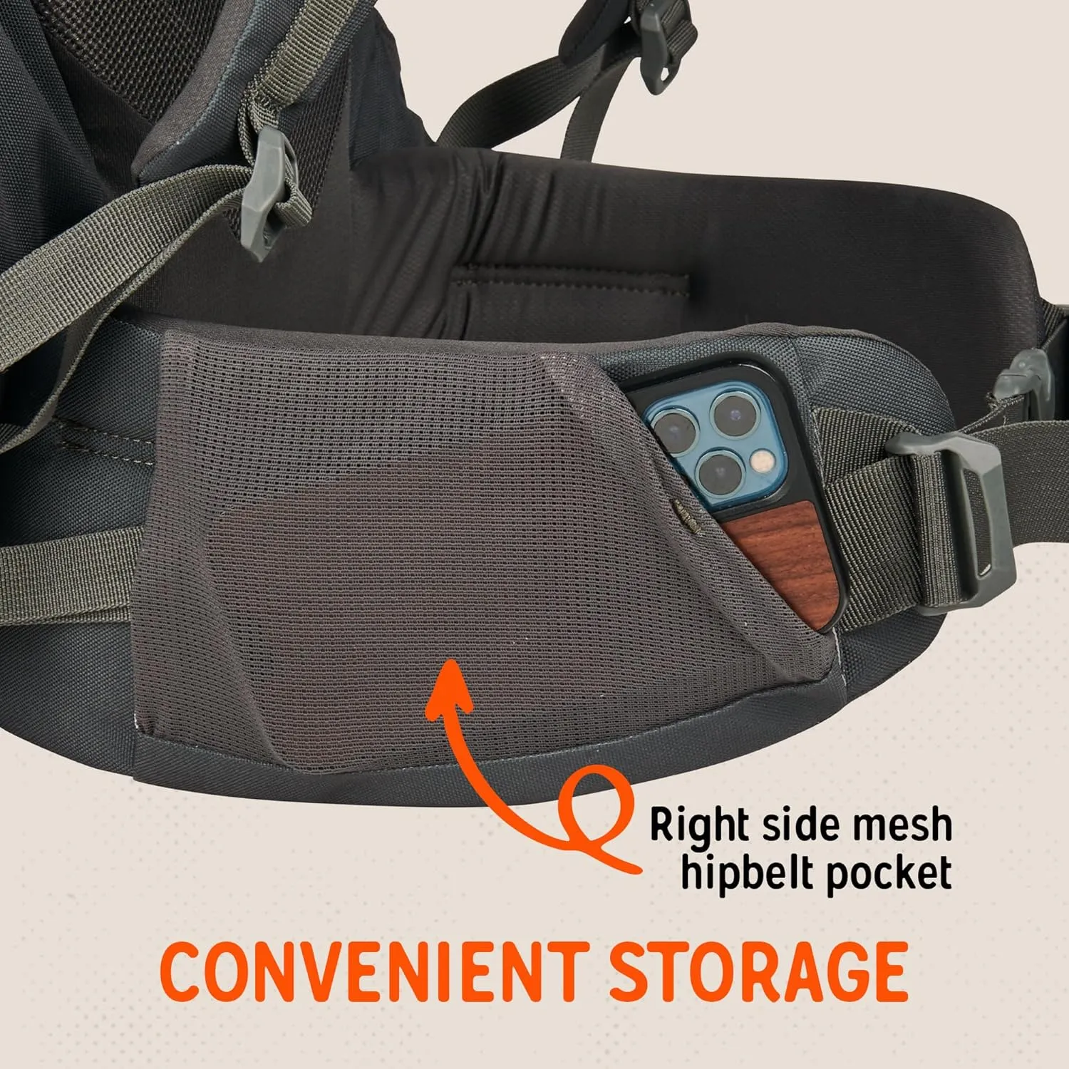 Kelty Asher Day Hiking Pack, 18-85 Liter Capacity, Hiking, Backpacking, Travel Pack, Internal Frame 2023 Model (65L Beluga)