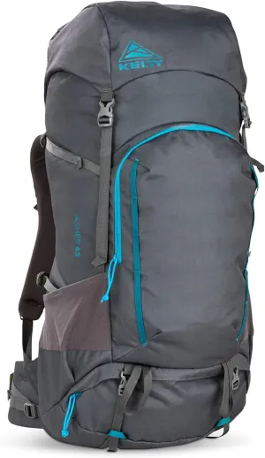Kelty Asher Day Hiking Pack, 18-85 Liter Capacity, Hiking, Backpacking, Travel Pack, Internal Frame 2023 Model (65L Beluga)