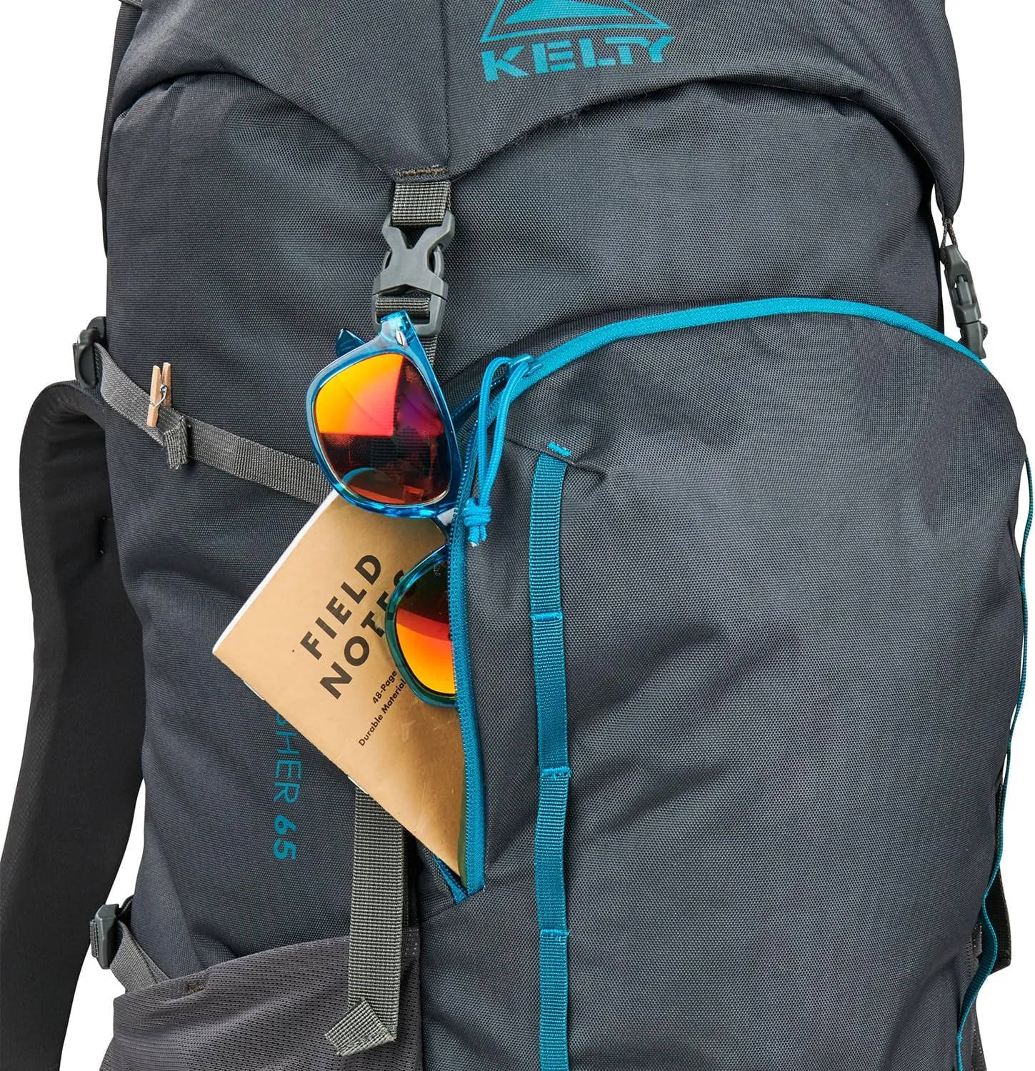 Kelty Asher Day Hiking Pack, 18-85 Liter Capacity, Hiking, Backpacking, Travel Pack, Internal Frame 2023 Model (65L Beluga)