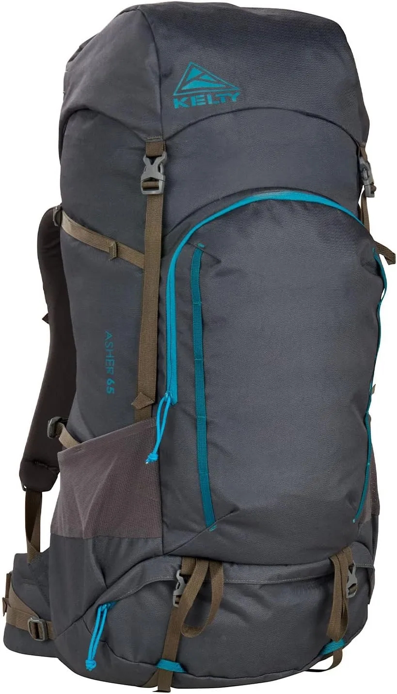 Kelty Asher Day Hiking Pack, 18-85 Liter Capacity, Hiking, Backpacking, Travel Pack, Internal Frame 2023 Model (65L Beluga)