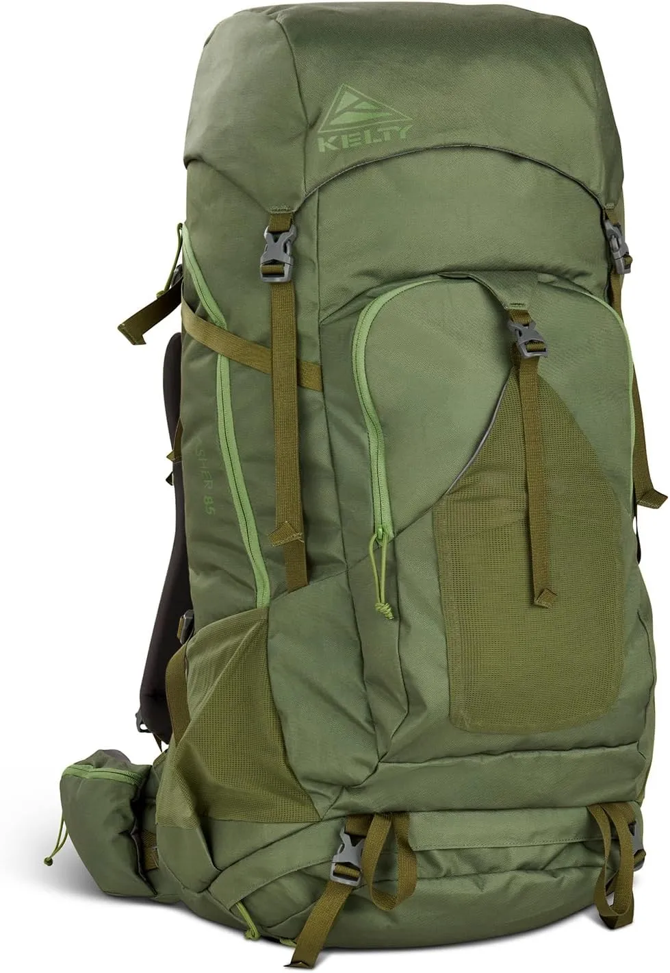 Kelty Asher Day Hiking Pack, 18-85 Liter Capacity, Hiking, Backpacking, Travel Pack, Internal Frame 2023 Model (85L Winter Moss)