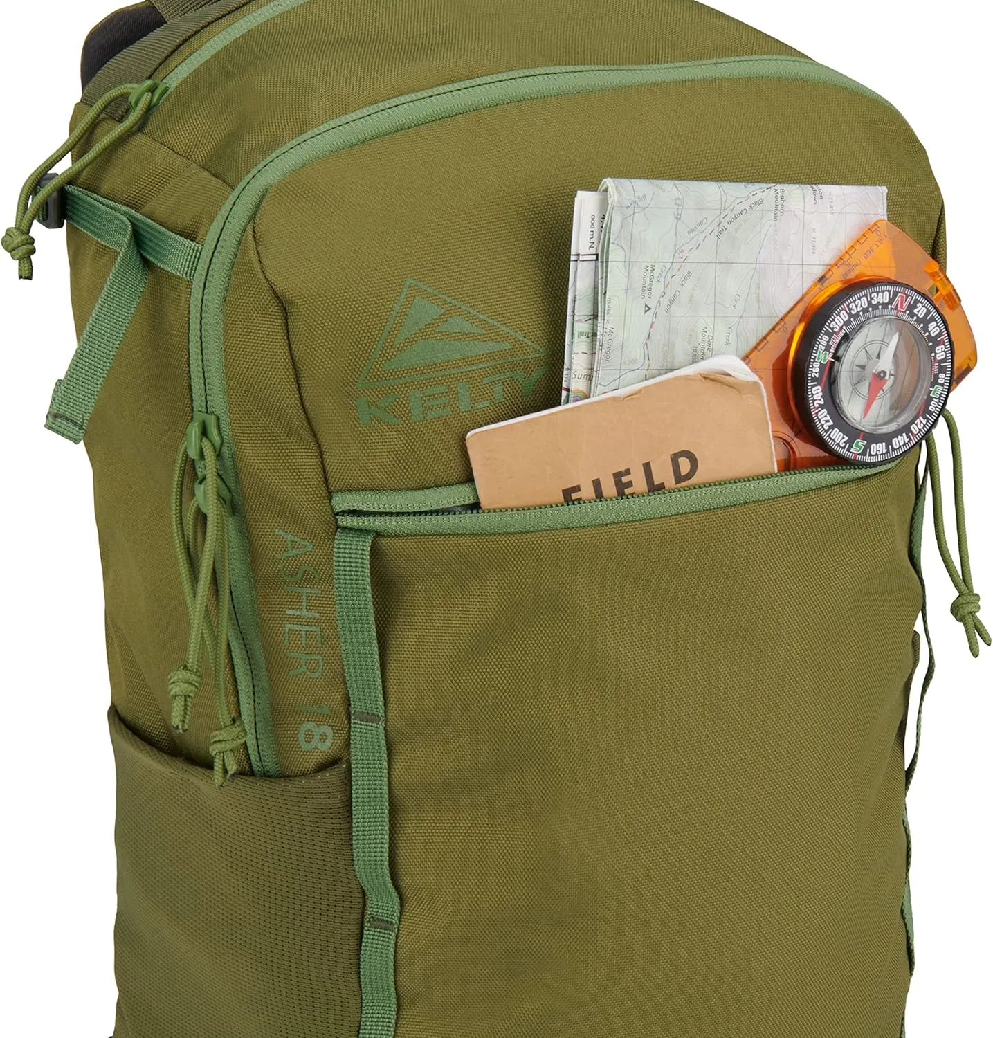 Kelty Asher Day Hiking Pack, 18-85 Liter Capacity, Men’s and Women’s Hiking, Backpacking, Travel Pack, Hydration Compatible, Internal Frame 2023 Model (18L Moss)